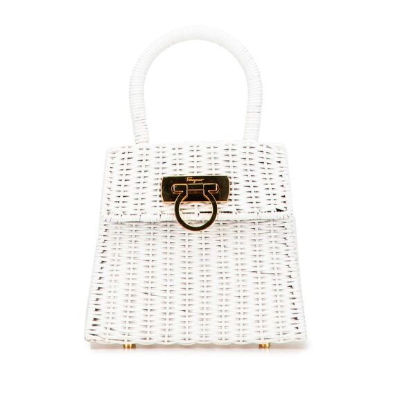 ferragamo Handbags - Pre Loved ferragamo Wicker TopHandle Handbag Women White Handbags